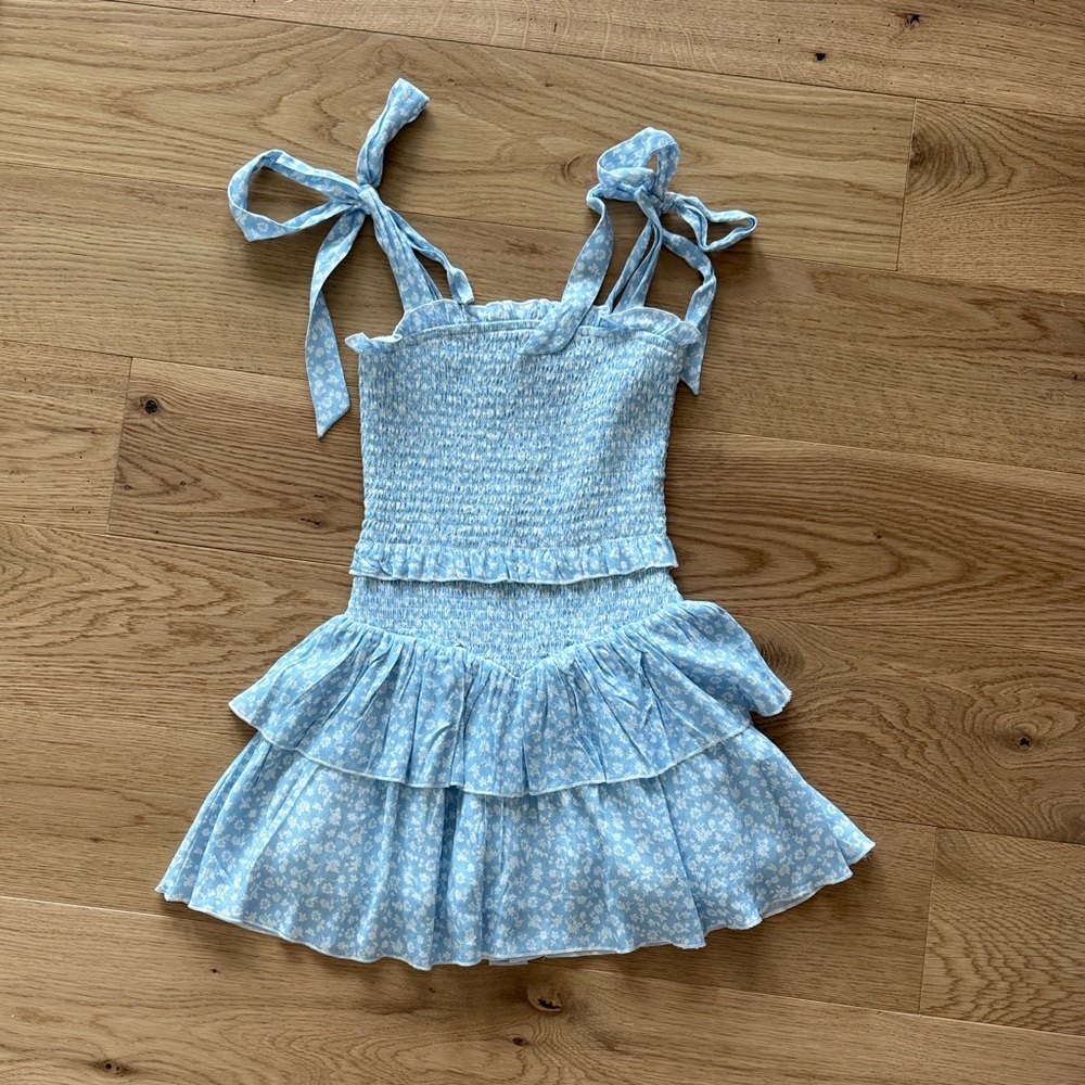 Blue Floral Smocked Dress with Ruffle Skirt, katieNYC dress girls